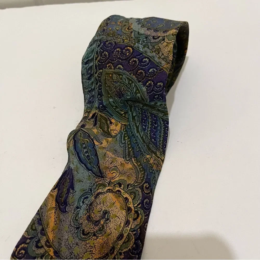 Havana Fashion Tie Rack Paisley Blue Green Viscose Mens Neck Tie Career